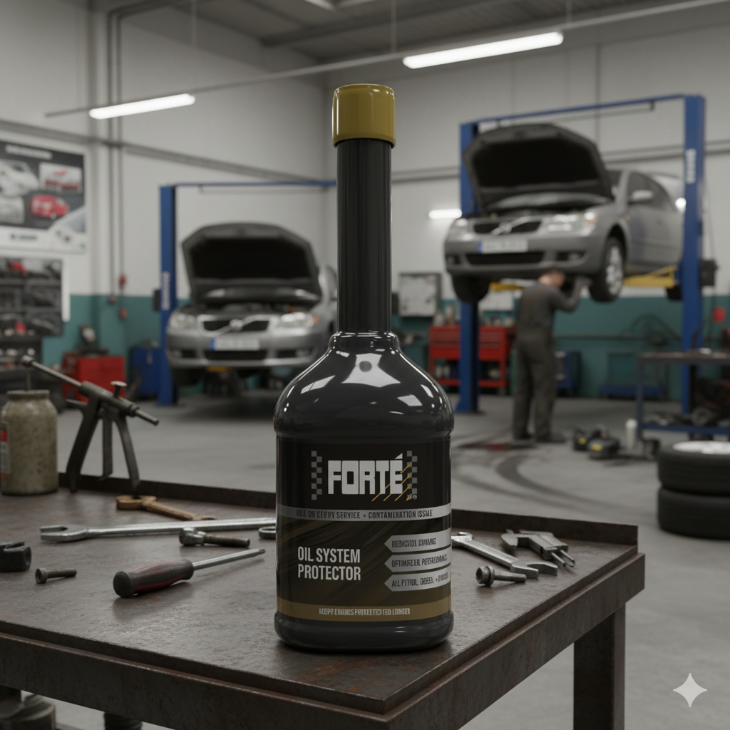 Protector sistema de aceite Start-Stop, Forté Oil System Protector, estabilizador aceite motor híbrido, alargar periodo cambio aceite, aditivo protección lubricación, Forté